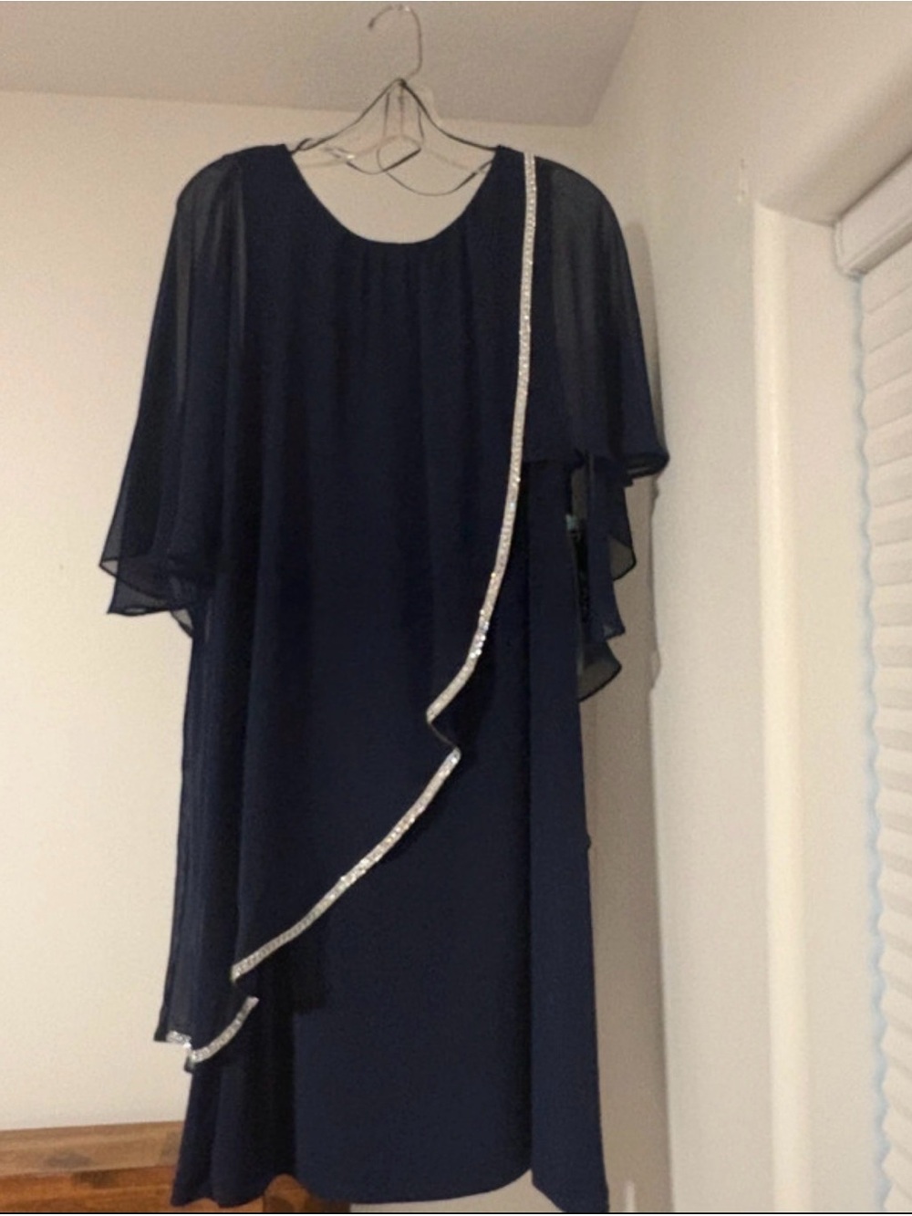 MSK Navy Midi Dress with Silver Sequin Trim